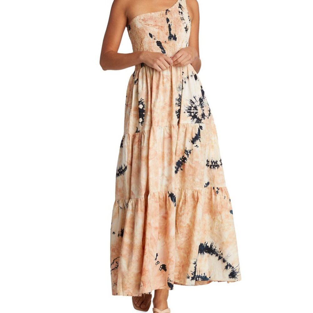 NWT S/W/F Smocked One Shoulder Maxi Dress S